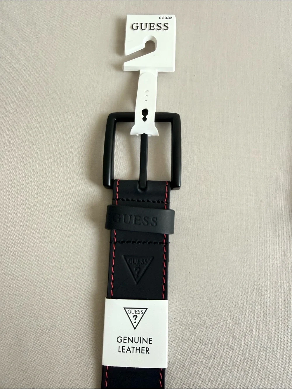 Guess Black Belt with red Stitching, size S (30-32)
